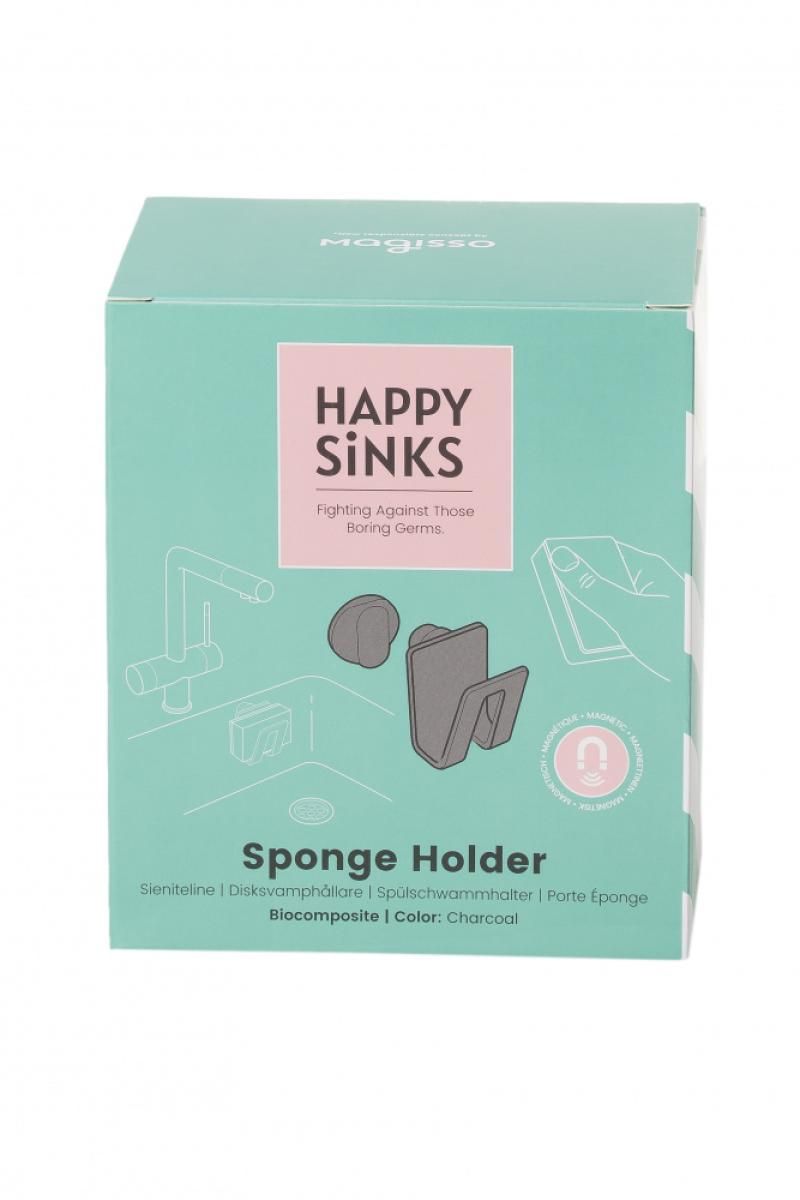 HAPPY SINKS Magnetisk Svampeholder i svart biokompositt