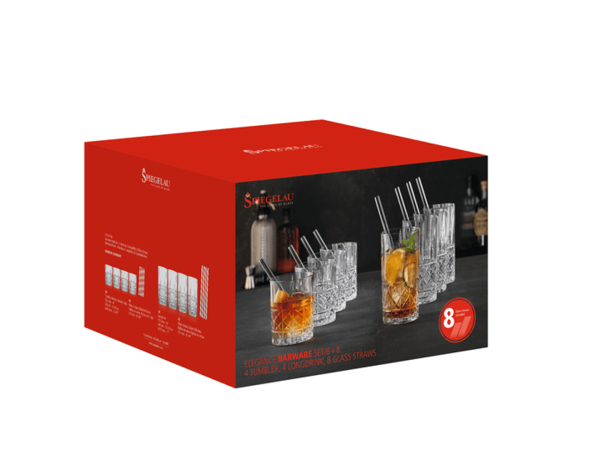 SPIEGELAU Elegance 8 glass med sugerør 445ml
