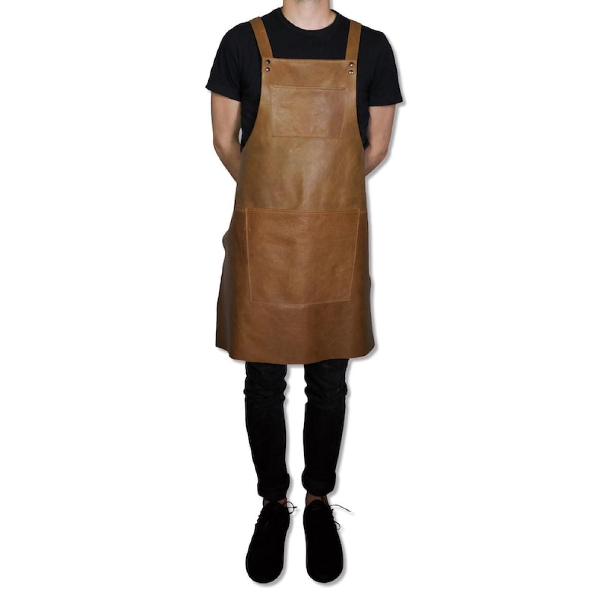 DUTCHDELUXES Suspender Forkle i skinn | Vintage Cognac