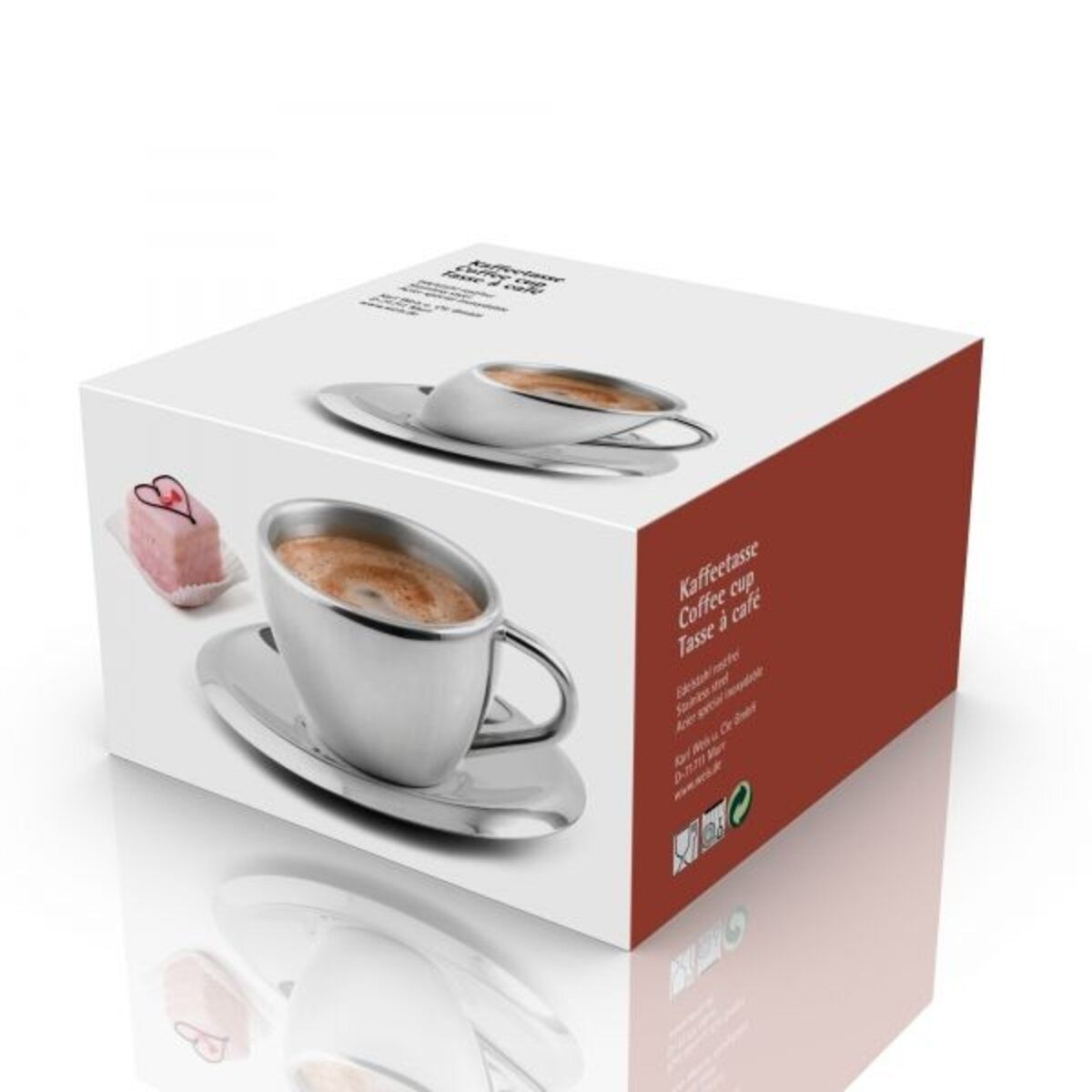 WEIS Kaffekopp m/asjett i stål, dobbeltvegget, 220ml