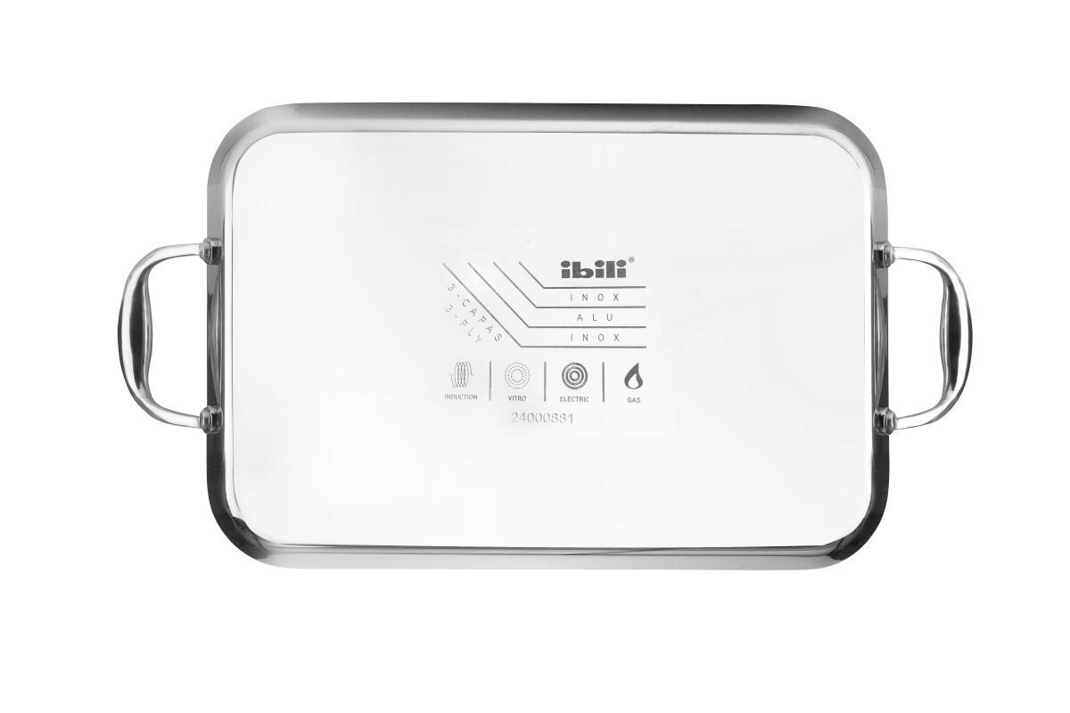 IBILI Stekeplate/grillplate i 3-lags stål for induksjon 38x25cm