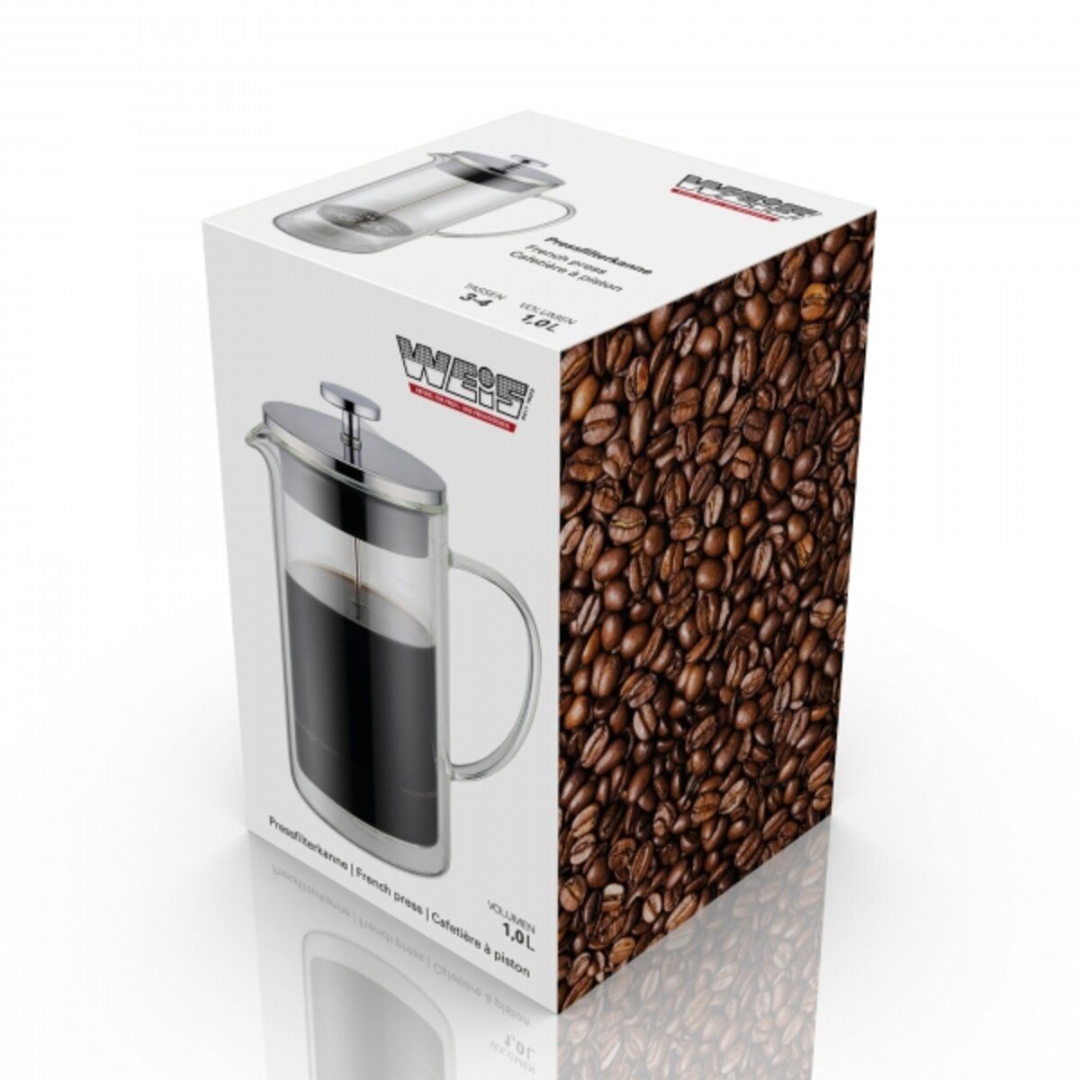 WEIS Presskanne i glass. Dobbeltvegget og isolert. 0,8 liter