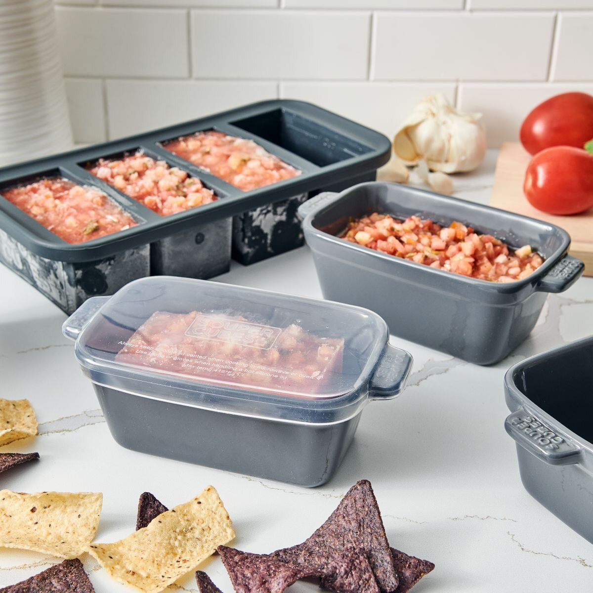SOUPER CUBES Ildfast keramisk form | rektangulær | Charcoal, 4pk