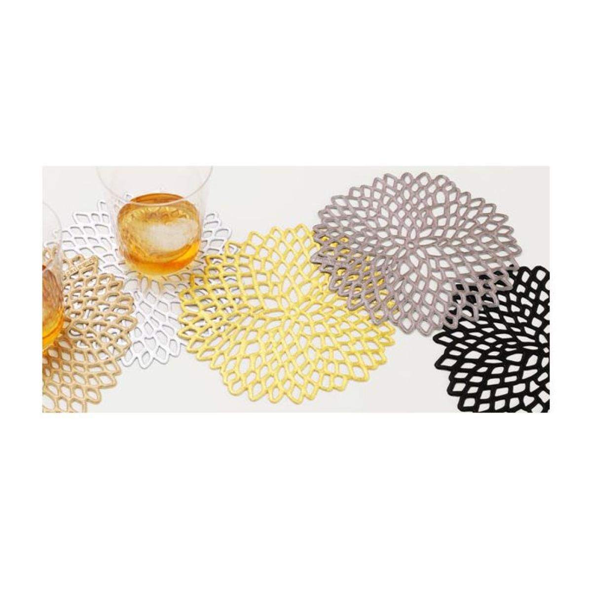 CHILEWICH Pressed Dahlia Glassunderlag 6pk 12.7x12.7cm GUNMETAL