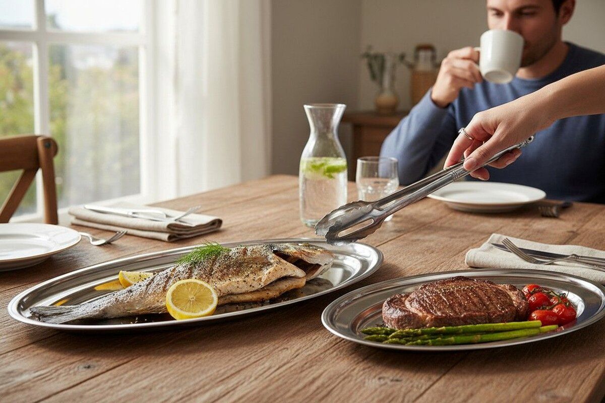 Fiskefat i rustfritt stål | ovalt | 60cm fra LACOR